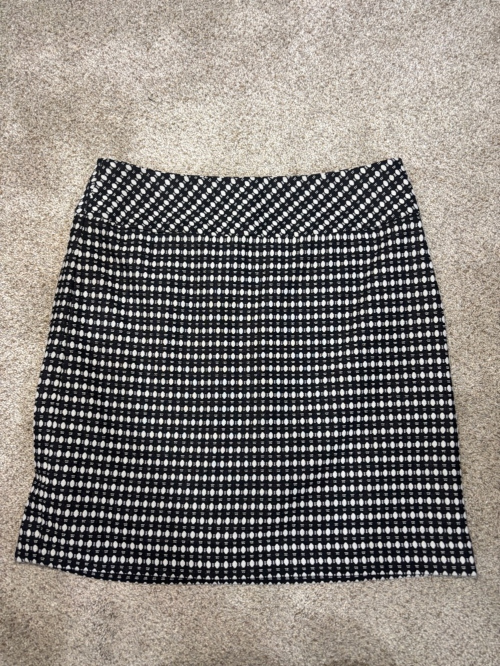 Ann Taylor Loft Black and White Dot Mini Lined Pencil Skirt Women's 4